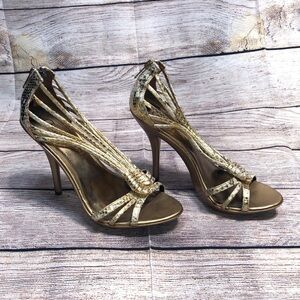 Carlos Santana Gold Snake Print Sandal Size 6